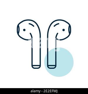 Airpods wireless headphones vector white glyph icon. Music sign. Graph ...