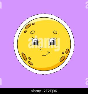 Sticker with contour. Cartoon character. Colorful vector illustration. Isolated on color background. Template for your design. Stock Vector