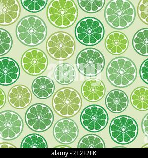Artistic trendy vector seamless pattern design of healthy citrus fruits. Modern elegant ditsy repeating texture background of sliced limes and lemons Stock Vector