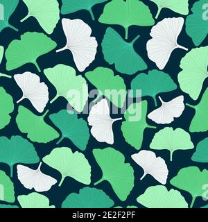 Elegant trendy seamless vector floral ditsy pattern design of exotic Ginkgo biloba leaves. Trendy foliage repeat background for printing and textile Stock Vector