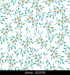 Stylish seamless vector floral ditsy pattern design of vibrant leaves and trees. Modern foliage repeating texture background for printing and textile Stock Vector