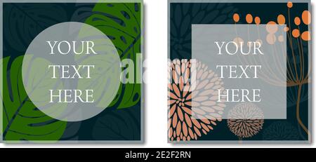 multi-page botanical and floral layout template with copy space for text vector illustration. Stock Vector