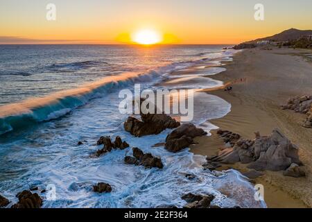 Cabo San Lucas Shoreline Sunset Stock Photo