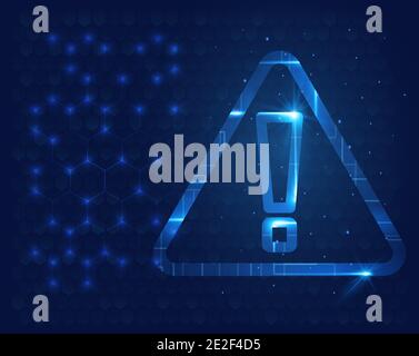 Abstract exclamation mark with glowing blue background Stock Vector
