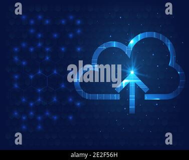 Abstract cloud storage upload technology in the future background Stock Vector