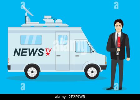 reporter man truck news design vector illustration eps 10 Stock Vector ...