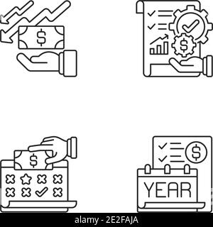 Accounting linear icons set Stock Vector