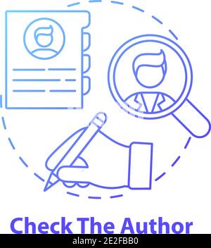Checking author concept icon Stock Vector
