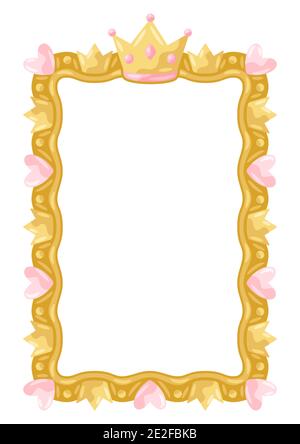 Princess frame with hearts and crowns. Stock Vector