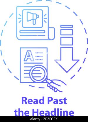 Reading past headline concept icon Stock Vector