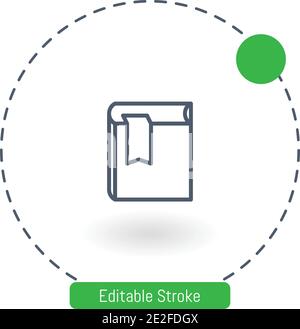 closed book with marker vector icon editable stroke outline icons for web and mobile Stock Vector
