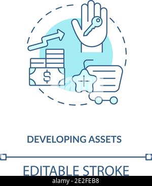 Developing assets concept icon Stock Vector