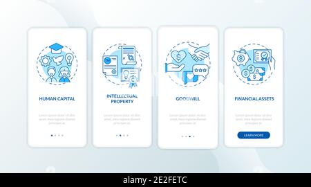 Intangible investment types onboarding mobile app page screen with concepts Stock Vector