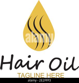 hair oil essential logo with drop oil and hair logo symbol-vector Stock Vector
