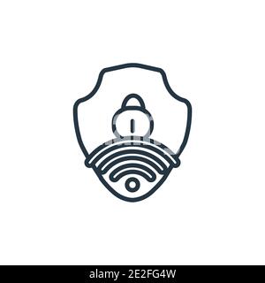 Wifi security outline vector icon. Thin line black wifi security icon, flat vector simple element illustration from editable internet security concept Stock Vector