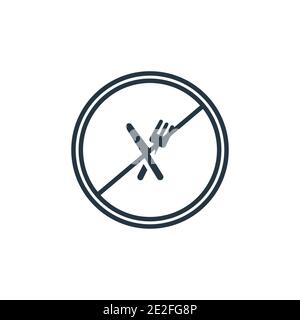 No eating outline vector icon. Thin line black no eating icon, flat vector simple element illustration from editable food concept isolated stroke on w Stock Vector