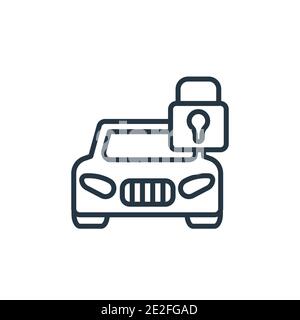 Car lock outline vector icon. Thin line black car lock icon, flat vector simple element illustration from editable car parts concept isolated on white Stock Vector