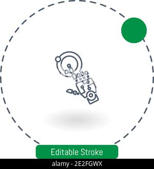 bionic arm vector icon editable stroke outline icons for web and mobile Stock Vector