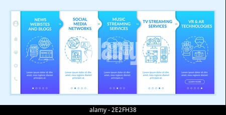 New media examples onboarding vector template Stock Vector