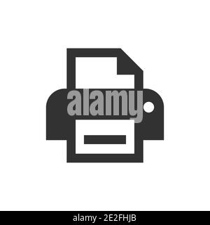 Print button black vector icon. Printer with document printing symbol. Stock Vector