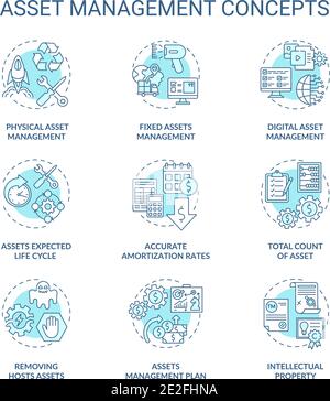 Asset management concept icons set Stock Vector