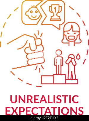 Unrealistic expectations red gradient concept icon Stock Vector
