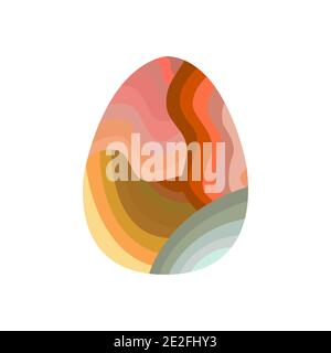 Easter egg decorated with abstract stripes in different colors. Traditional food for the Orthodox and Catholic holidays. Happy easter. Colorful vector Stock Vector