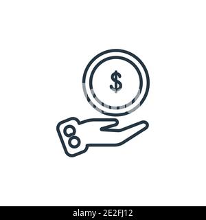 Give money outline vector icon. Thin line black give money icon, flat vector simple element illustration from editable business concept isolated strok Stock Vector
