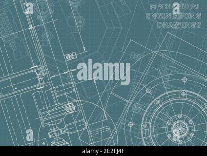 Corporate Identity. Vector engineering drawings. Mechanical instrument making. Technical background Stock Vector