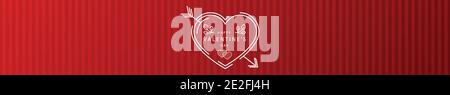 Abstract festive red heart on red striped background - Vector illustration Stock Vector
