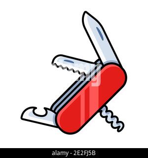 Folding pocket knife illustration. Simple cartoon vector clip art Stock Vector