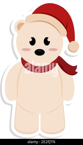 Isolated christmas polar bear. Christmas character - Vector Stock Vector