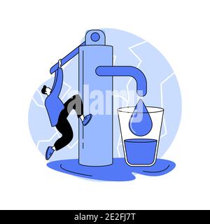 Lack of fresh water abstract concept vector illustration. Stock Vector