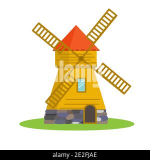 Windmill icon. Mill symbol isolated on white background. Stock Vector