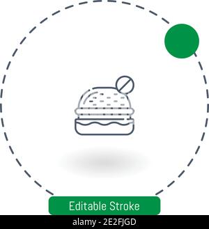 no food vector icon editable stroke outline icons for web and mobile Stock Vector
