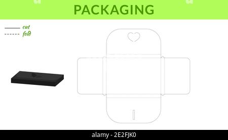Gift box template for Valentine's day, birthdays, baby showers for sweets, candies, small presents, bakery. Retail box blueprint template design. Stock Vector