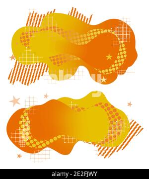 Abstract liquid shape fluid design geometric shapes and line patterns composition set. Modern eps10 vector illustration template. Stock Vector