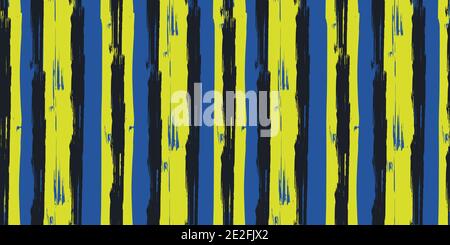 Seamless original pattern. Vertical strip. Vector abstract hand drawing with stripes of acrylic paints and brushes. Geometric background Stock Vector