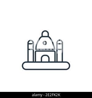 Hindu temple outline vector icon. Thin line black hindu temple icon, flat vector simple element illustration from editable buildings concept isolated Stock Vector