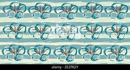 Seamless pattern. Horizontal stripes. Vector abstract hand drawing with stripes of acrylic paints and brushes. Geometric texture, background, textile. Stock Vector