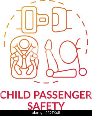 Child passenger safety red gradient concept icon Stock Vector