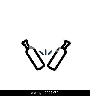 Toast outline vector icon. Thin line black toast icon, flat vector simple element illustration from editable weddingandlove concept isolated on white Stock Vector