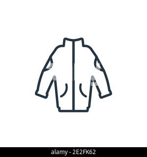 Jogging jacket outline vector icon. Thin line black jogging jacket icon, flat vector simple element illustration from editable concept isolated on whi Stock Vector