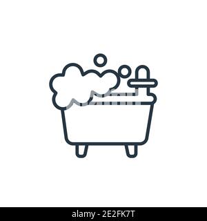 Bathtub cleaning outline vector icon. Thin line black bathtub cleaning icon, flat vector simple element illustration from editable cleaning concept is Stock Vector