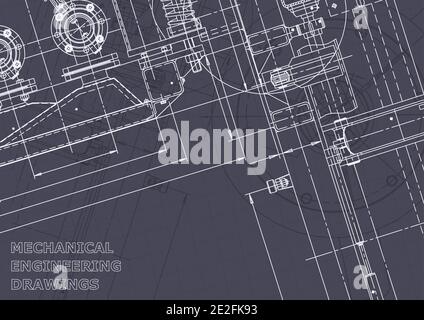 Blueprint. Vector engineering illustration. Computer aided design system Stock Vector