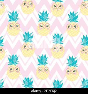seamless pineapple, vector, illustration, pattern Stock Vector