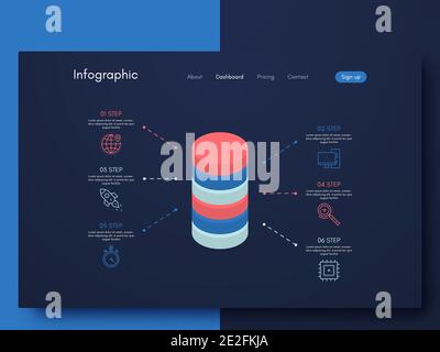 Modern infographic vector elements for business brochures. Use in website, corporate brochure, advertising and marketing. Pie charts, line graphs, bar Stock Vector