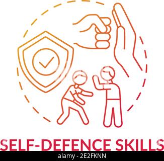 Self-defense skills red gradient concept icon Stock Vector