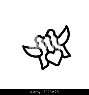 Love birds outline vector icon. Thin line black love birds icon, flat vector simple element illustration from editable weddingandlove concept isolated Stock Vector