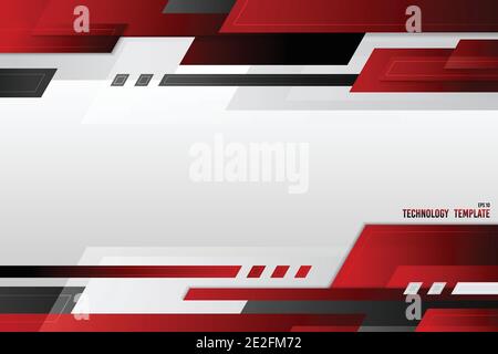 Abstract cover technology template design of gradient red black and white header. Design for modern decorative copy space of text background. Stock Vector